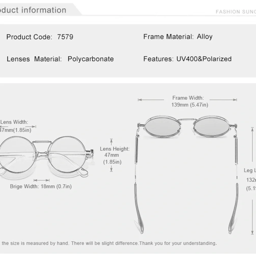 KINGSEVEN Gothic Steampunk Polarized Designer Vintage Round Metal Frame … - Picture 4 of 5